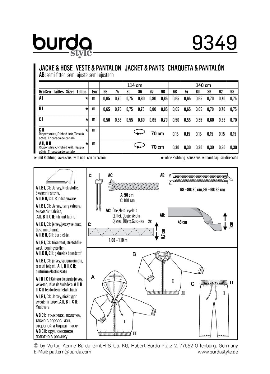 Schnittmuster Burda 9349 Jacke y Hose - Ribes y Casals