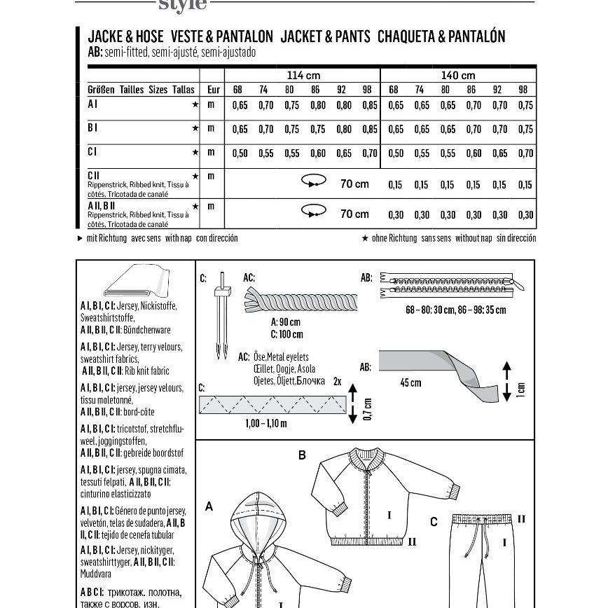 Schnittmuster Burda 9349 Jacke y Hose - Ribes y Casals