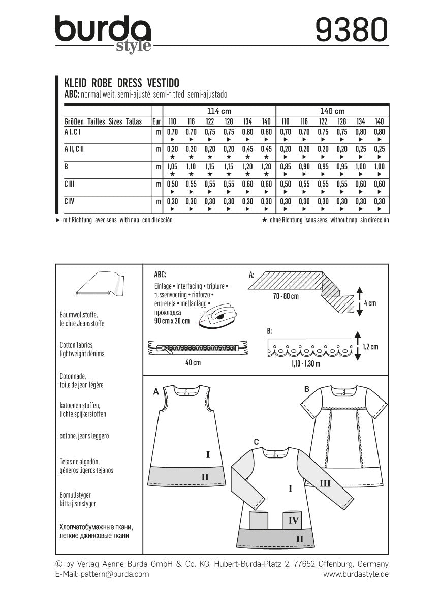 Schnittmuster Burda 9380 Kleid - Ribes y Casals