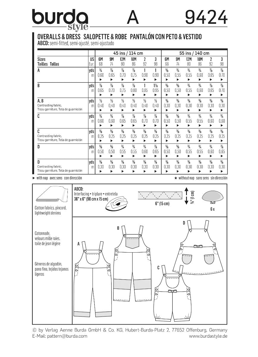 Schnittmuster Burda 9424 Hose y Kleid - Ribes y Casals