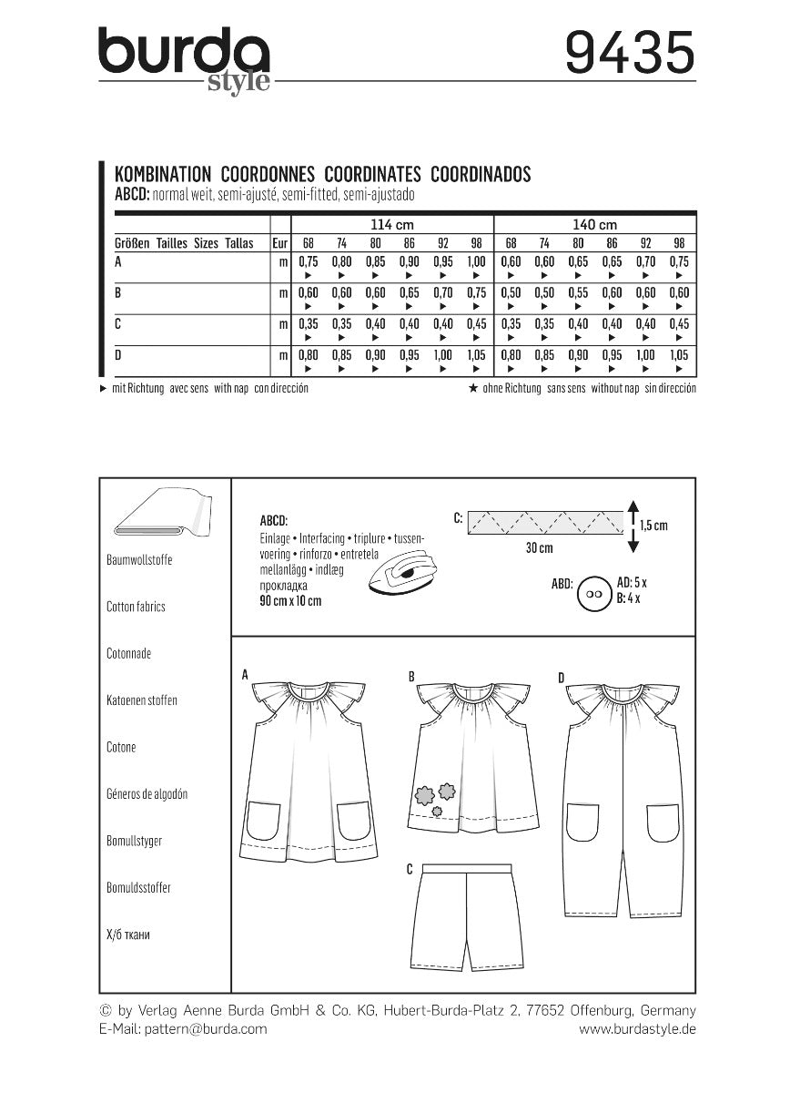 Schnittmuster Burda 9435 Kombi - Ribes y Casals