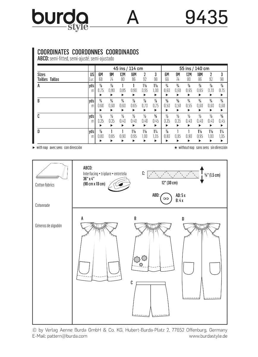 Schnittmuster Burda 9435 Kombi - Ribes y Casals