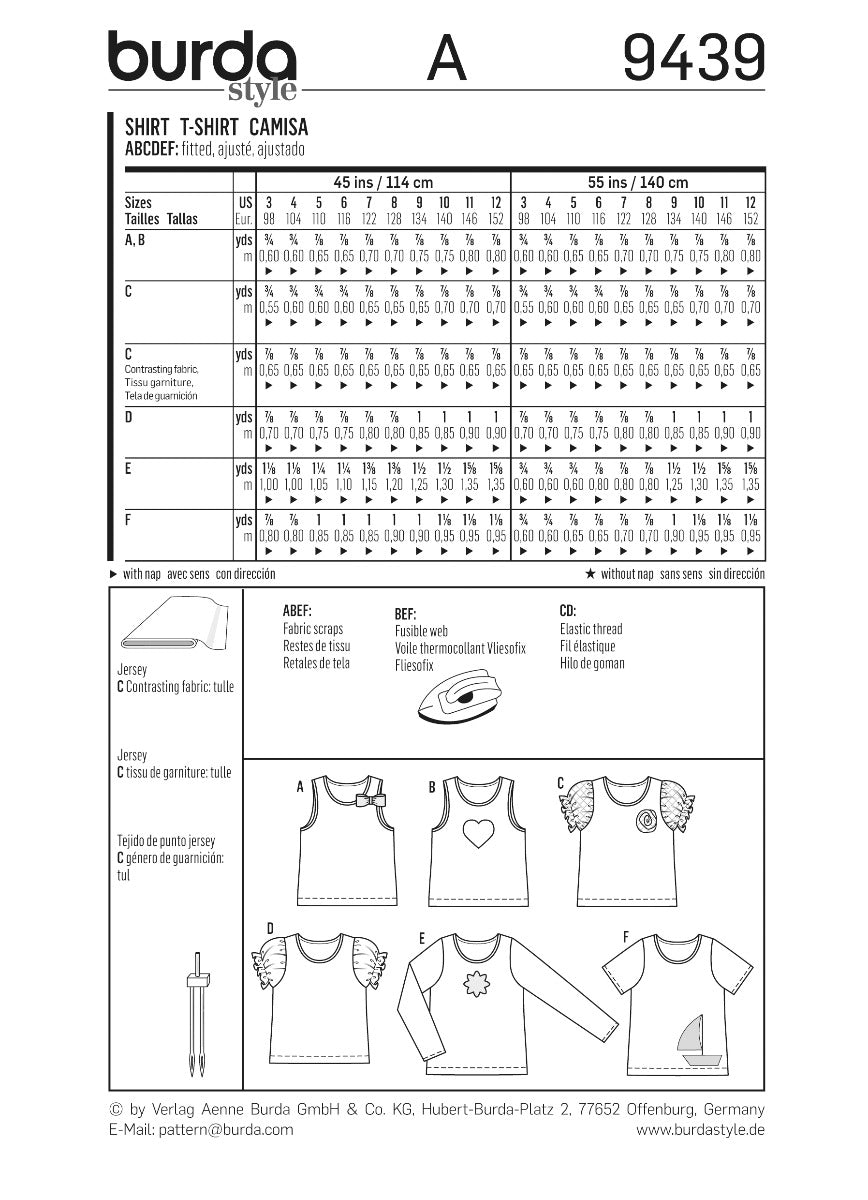Schnittmuster Burda 9439 Hemd - Ribes y Casals