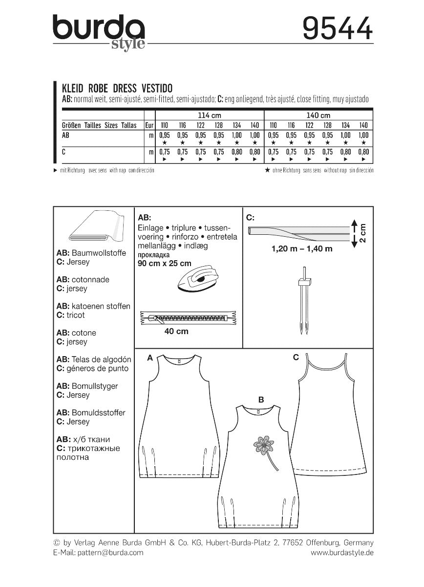 Schnittmuster Burda 9544 Kleid - Ribes y Casals