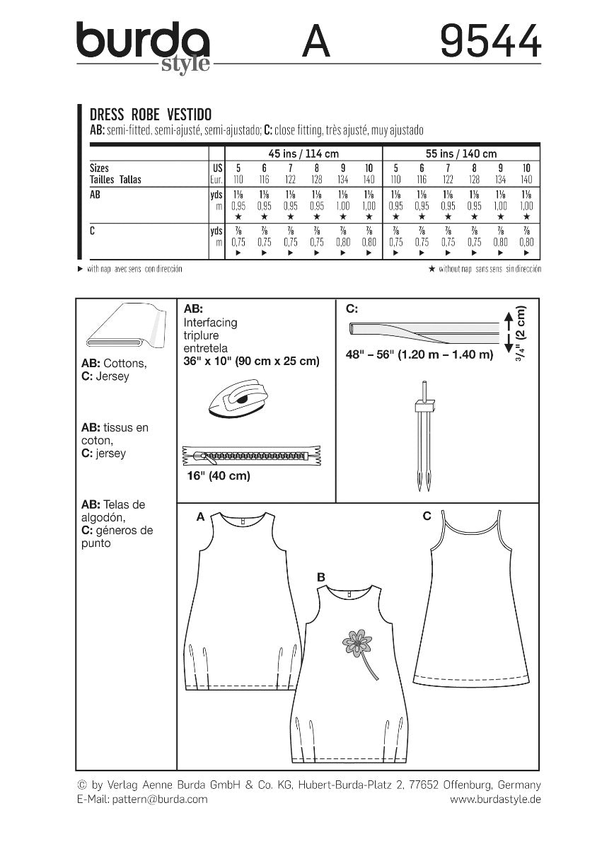 Schnittmuster Burda 9544 Kleid - Ribes y Casals