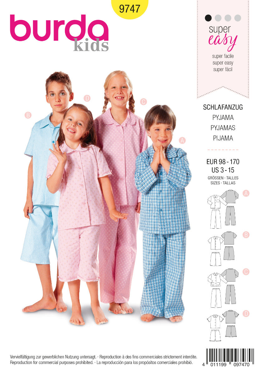 Schnittmuster Burda 9747 Pyjamas - Ribes y Casals