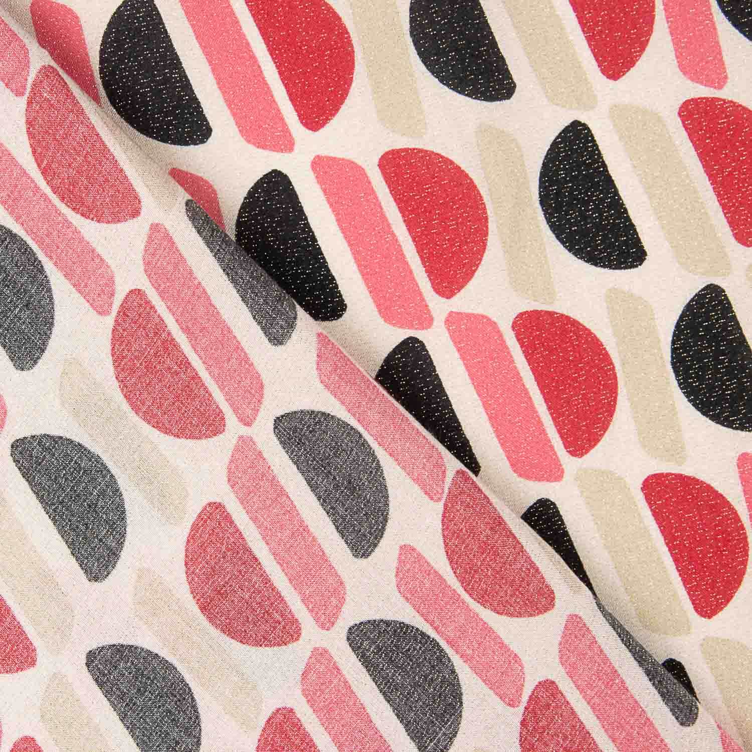 Geometrische Satin-Viskose mit rosa und schwarzem Lurex - Ribes y Casals