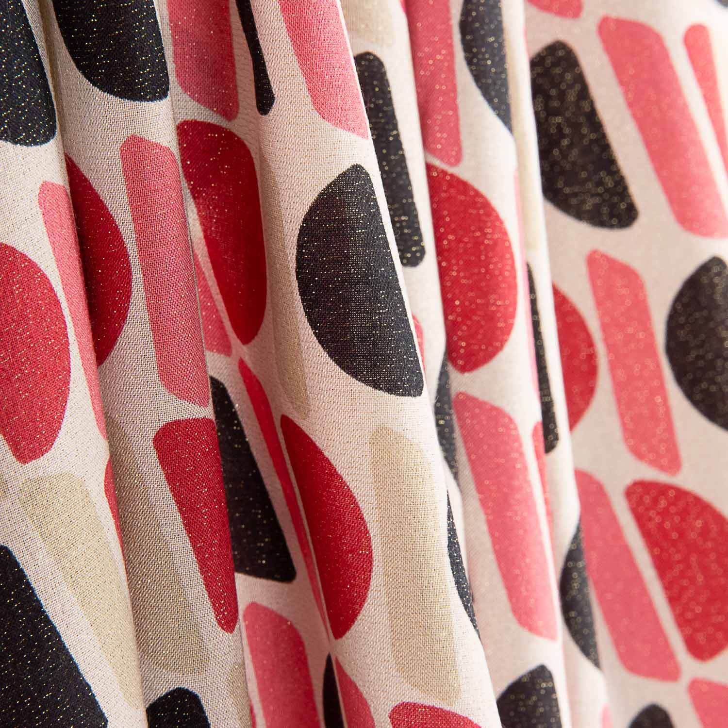 Geometrische Satin-Viskose mit rosa und schwarzem Lurex - Ribes y Casals