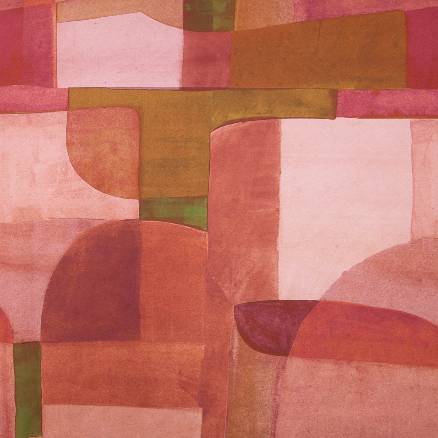 Satin aus Polyester mit Geo-Muster in Terrakotta - Ribes y Casals