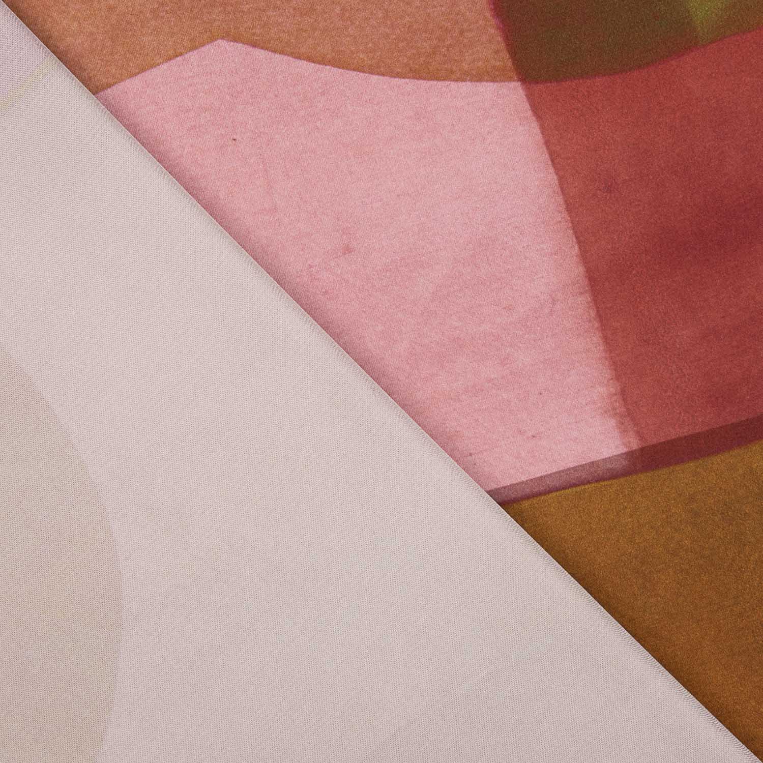 Satin aus Polyester mit Geo-Muster in Terrakotta - Ribes y Casals