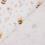 Perkal mit bedrucktem Bienen- und Blumenmuster - Ribes y Casals