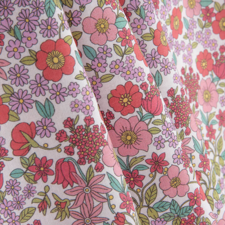 Perkal mit rosa Blumenmuster - Ribes y Casals
