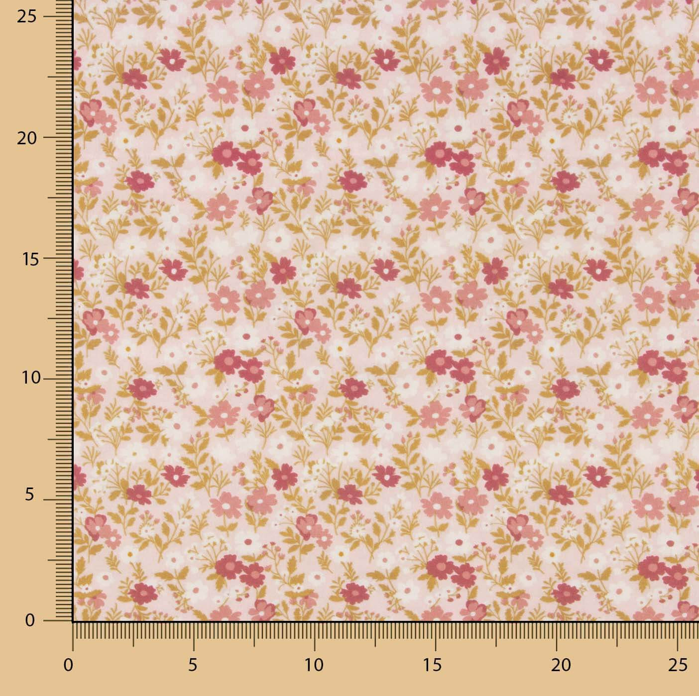 Perkal mit bedrucktem Wildblumenmuster in Rosa - Ribes y Casals