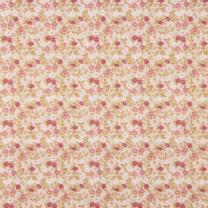 Perkal mit bedrucktem Wildblumenmuster in Rosa - Ribes y Casals
