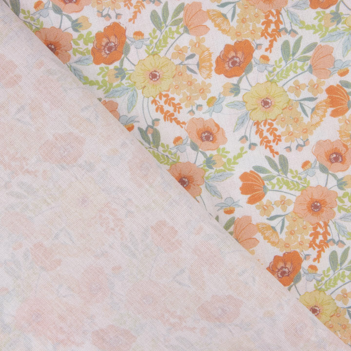 Perkal mit bedrucktem Aquarellmuster in Orange - Ribes y Casals