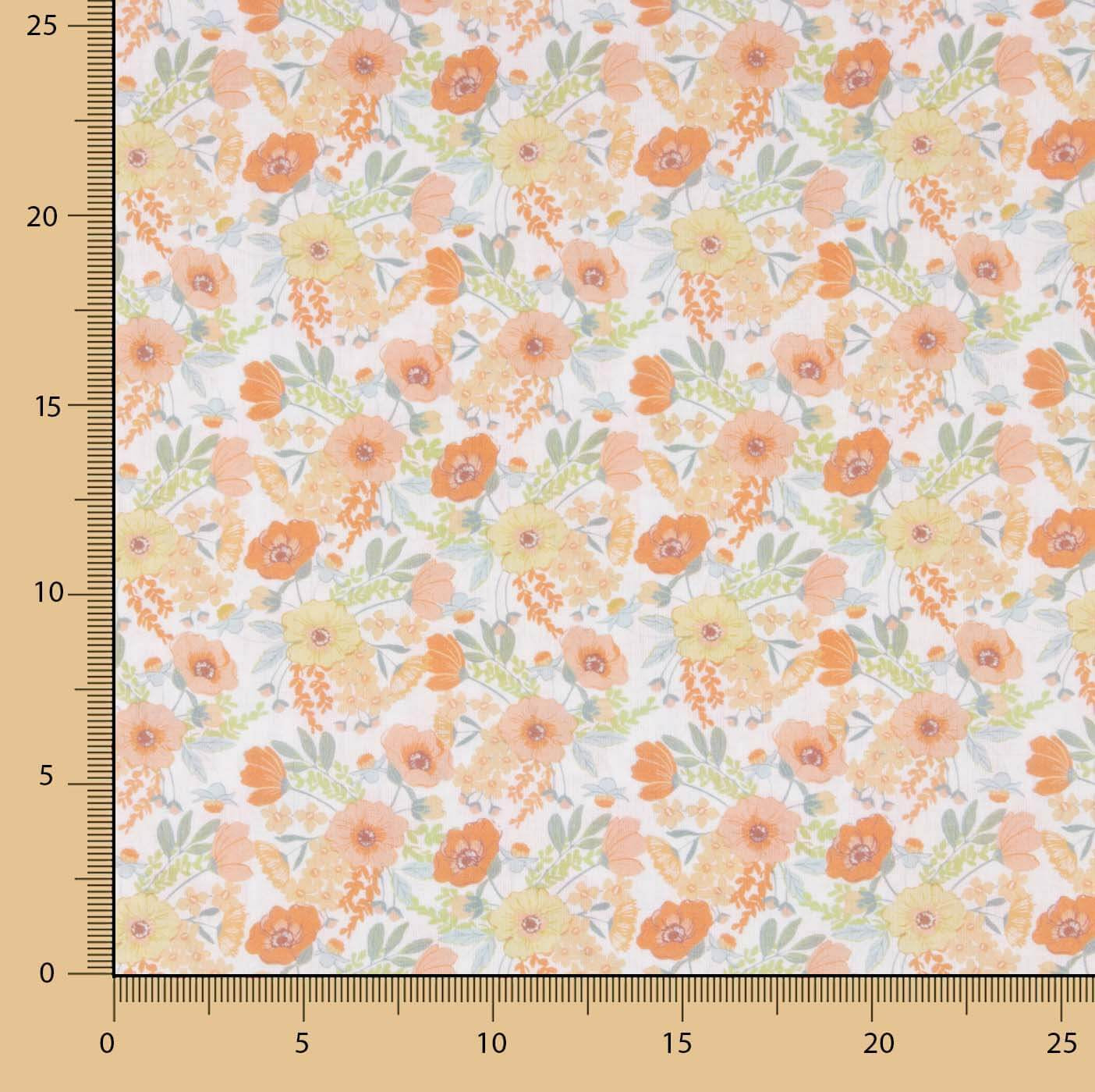 Perkal mit bedrucktem Aquarellmuster in Orange - Ribes y Casals