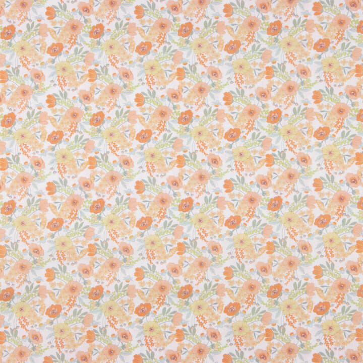 Perkal mit bedrucktem Aquarellmuster in Orange - Ribes y Casals