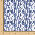 Perkal bedruckt mit geometrischem Retro-Muster in Blau - Ribes y Casals