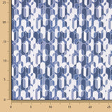 Perkal bedruckt mit geometrischem Retro-Muster in Blau - Ribes y Casals