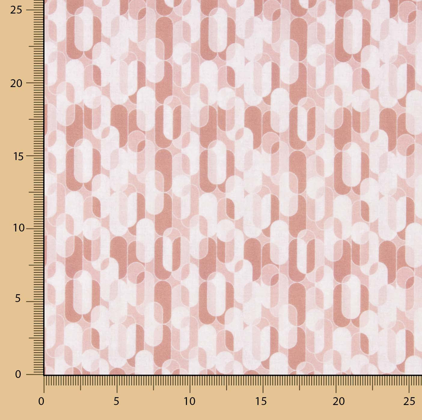 Perkal mit bedrucktem geometrischem Retro-Muster in Rosa - Ribes y Casals