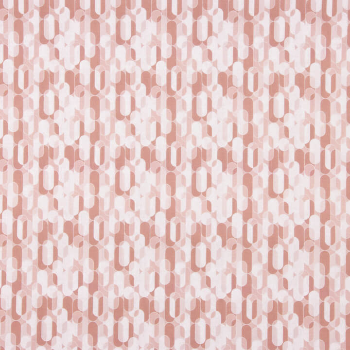 Perkal mit bedrucktem geometrischem Retro-Muster in Rosa - Ribes y Casals