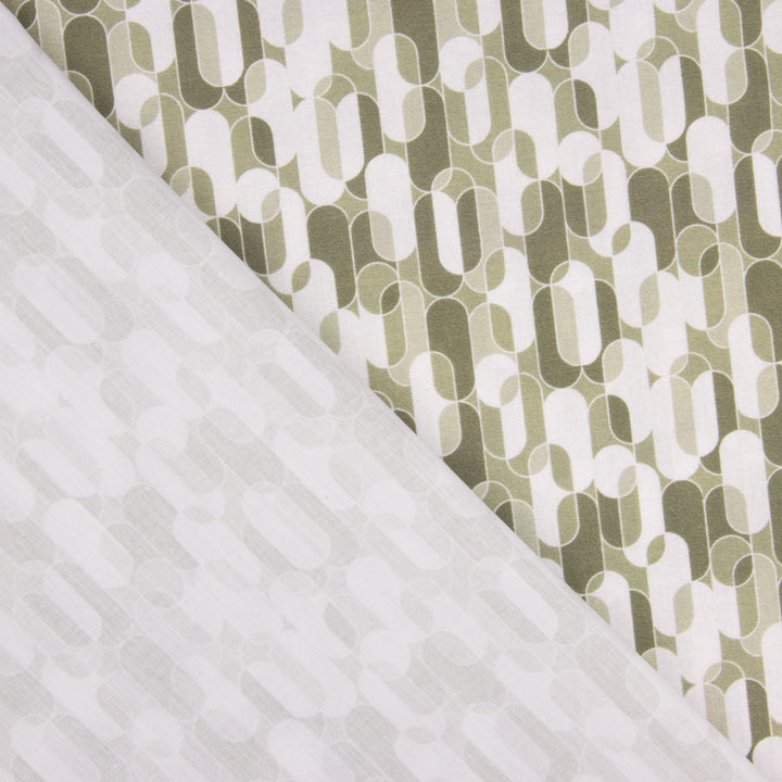 Perkal mit bedrucktem Retro-Muster in Beige - Ribes y Casals