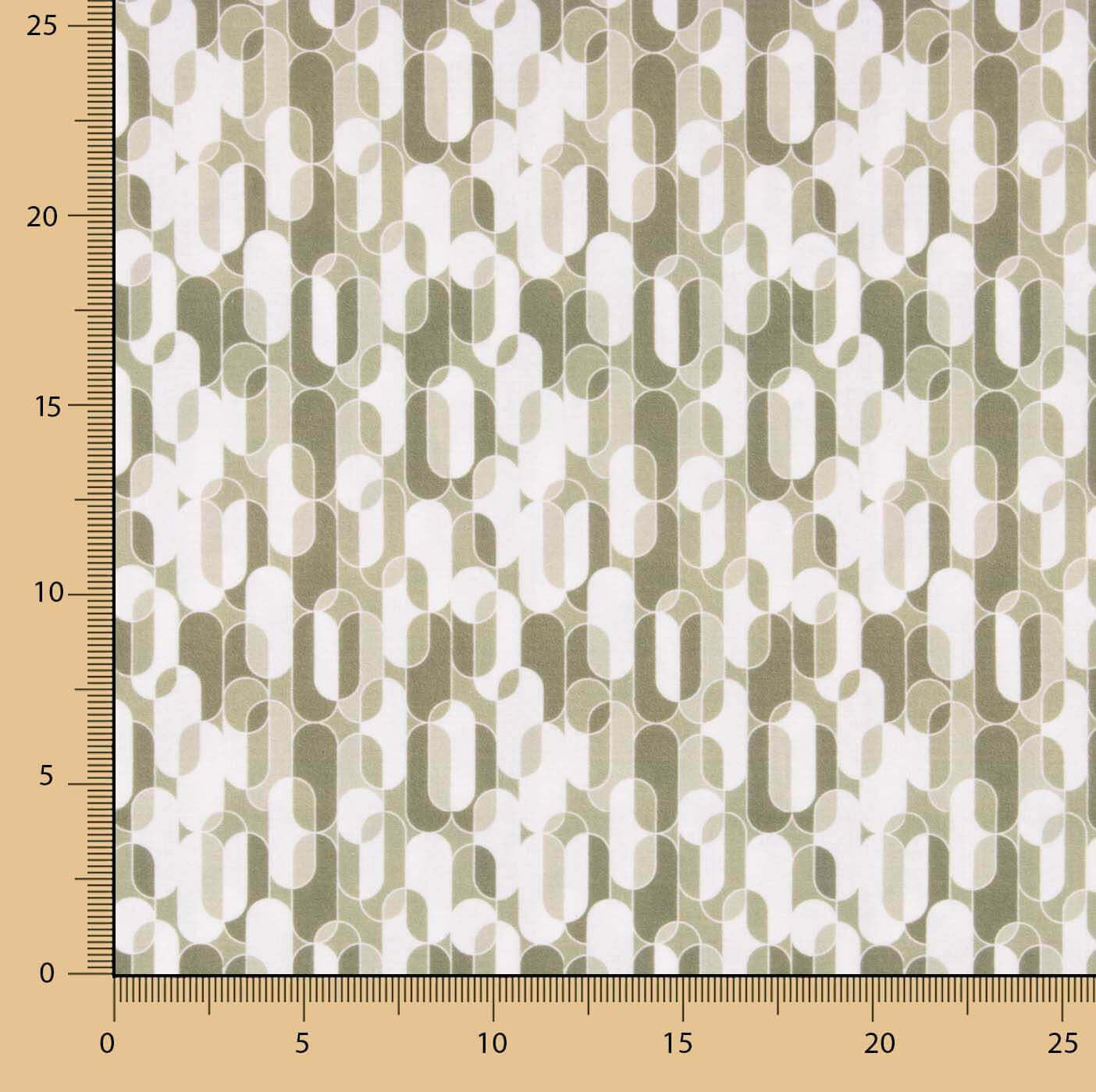 Perkal mit bedrucktem Retro-Muster in Beige - Ribes y Casals