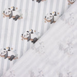 Bedrucktes Perkal mit Pandas und grauen Streifen - Ribes y Casals