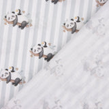 Bedrucktes Perkal mit Pandas und grauen Streifen - Ribes y Casals