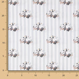 Bedrucktes Perkal mit Pandas und grauen Streifen - Ribes y Casals