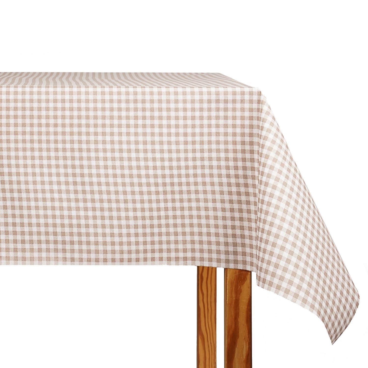 Reststück Tischdecke fleckabweisend Vichy Beige – verschiedene Maße x Breite 140 cm - Ribes y Casals