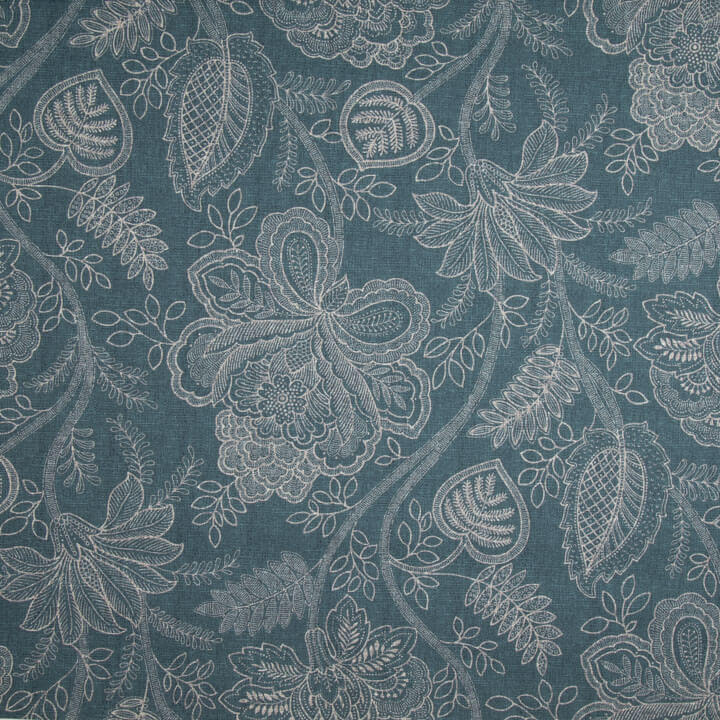 Canvas im Leinenstoff-Look mit provenzalischem Blumenmuster, blau - Ribes y Casals