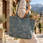 Canvas im Leinenstoff-Look mit provenzalischem Blumenmuster, blau - Ribes y Casals