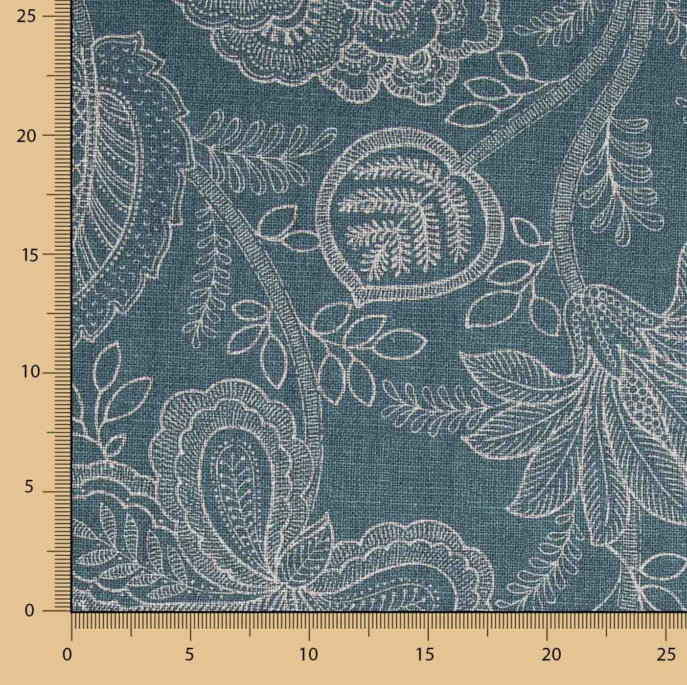 Canvas im Leinenstoff-Look mit provenzalischem Blumenmuster, blau - Ribes y Casals