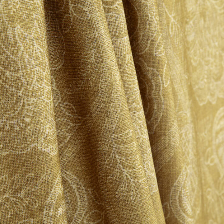 Canvas im Leinenstoff-Look mit provenzalischem Blumenmuster in Senfgelb - Ribes y Casals