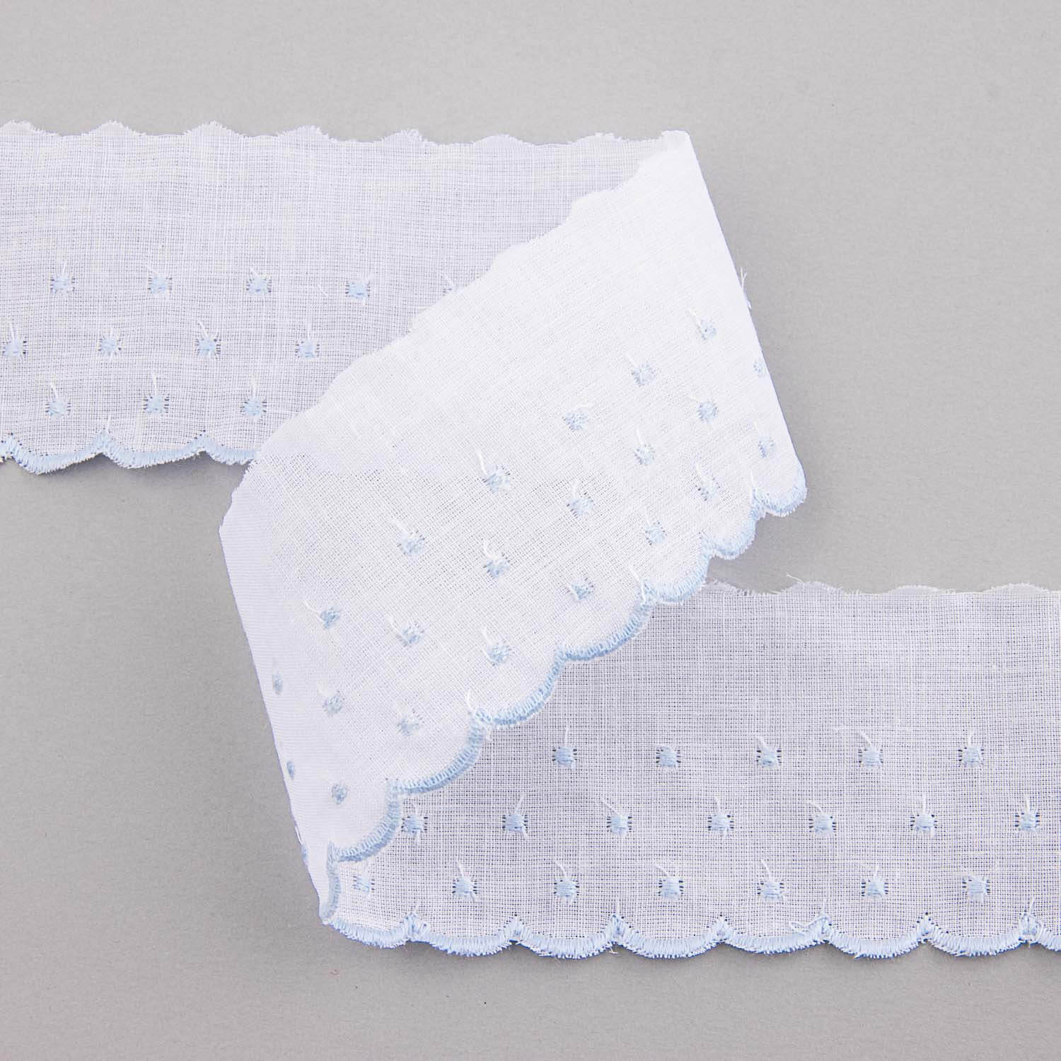 Weißer und blauer Batist-Streifen 3cm - Ribes y Casals