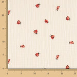 Reststück Musselin-Baumwolle mit Marienkäfer-Muster – verschiedene Maße x Breite 140 cm - Ribes y Casals