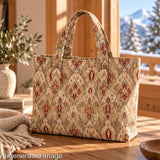 Canvas mit Leinenoptik, orientalisches Ikatmuster in Taupe - Ribes y Casals