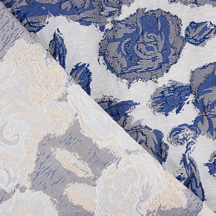 Brocade „Royal Bloom“ in Saphirblau - Ribes y Casals