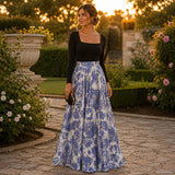 Brocade „Royal Bloom“ in Saphirblau - Ribes y Casals