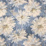 Brokat Floral Brokat Gänseblümchen Blau und Gold - Ribes y Casals