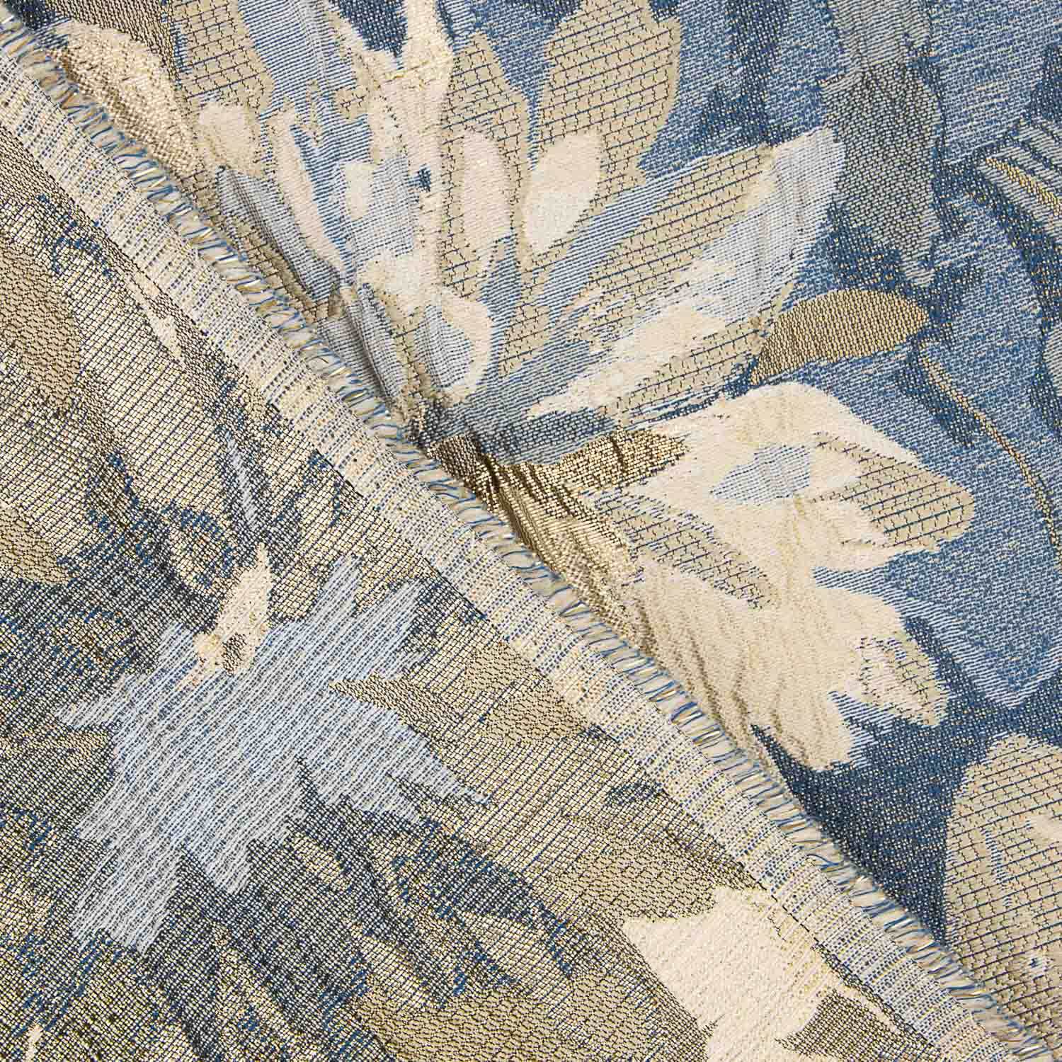 Brokat Floral Brokat Gänseblümchen Blau und Gold - Ribes y Casals