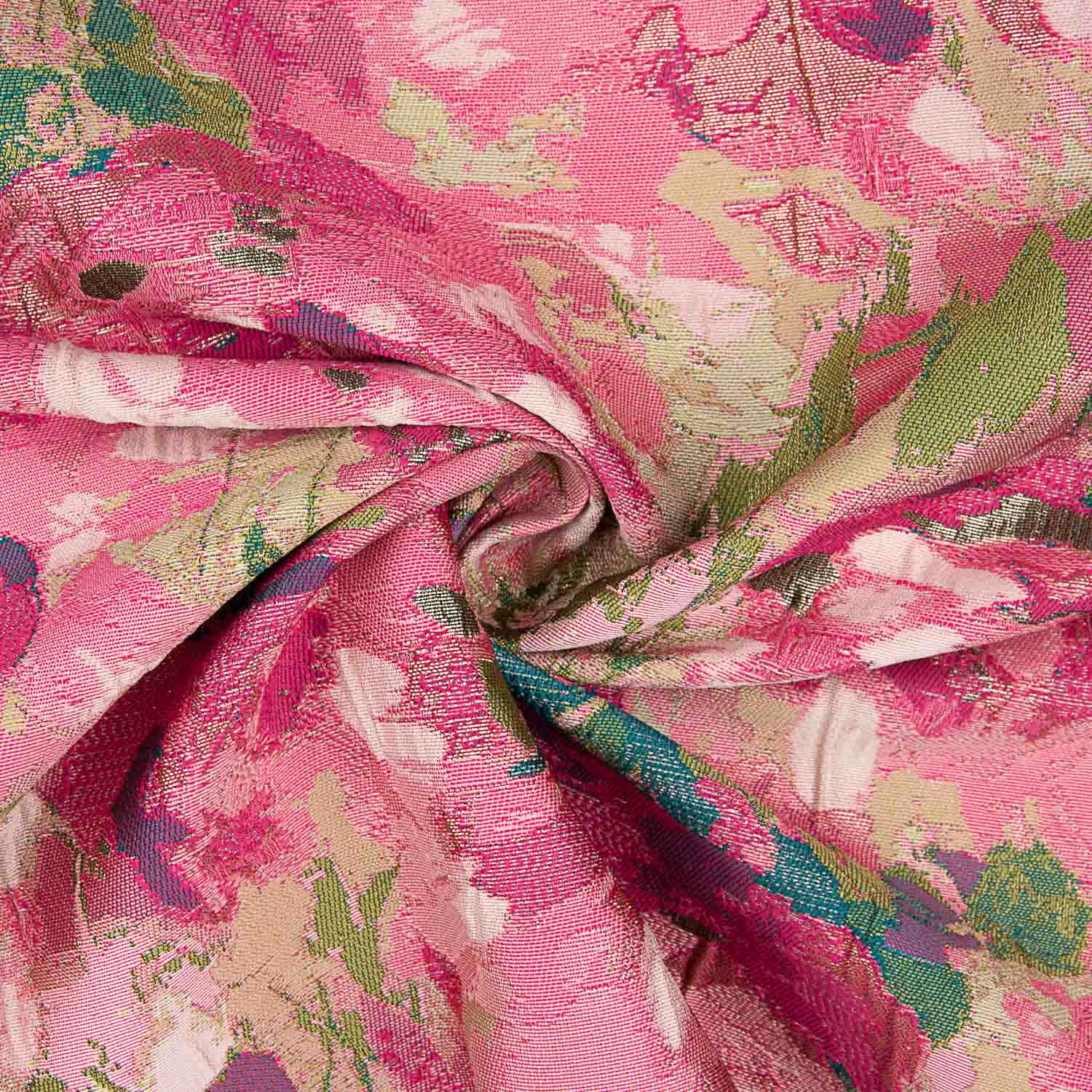 Brokat Floral Brokat Fuchsia Rosen und Grün - Ribes y Casals