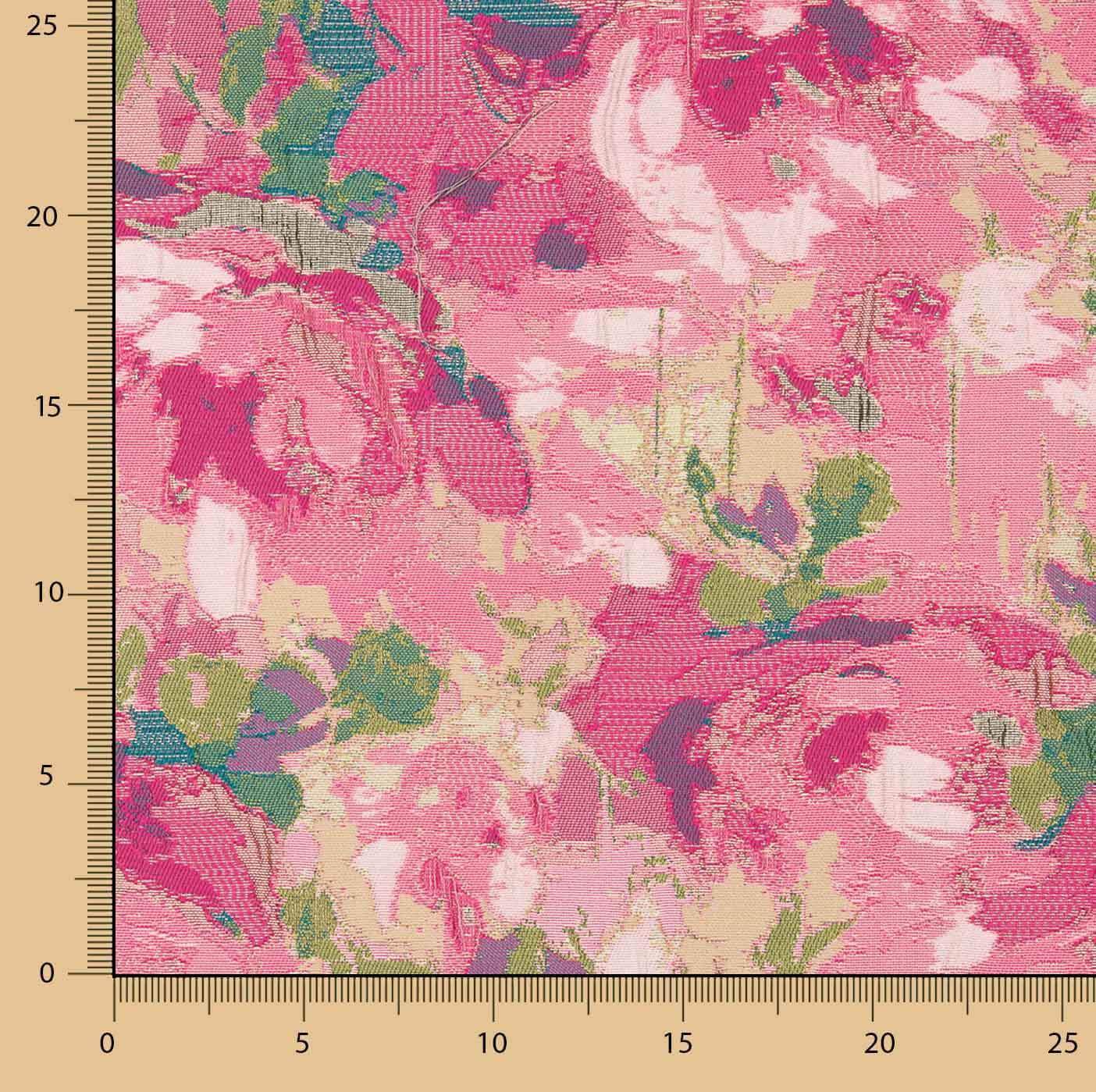 Brokat Floral Brokat Fuchsia Rosen und Grün - Ribes y Casals