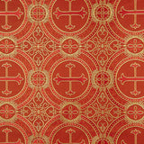 Liturgisches Kreuz aus rotem Brokat und goldenem Medaillon - Ribes y Casals