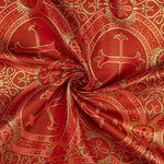 Liturgisches Kreuz aus rotem Brokat und goldenem Medaillon - Ribes y Casals