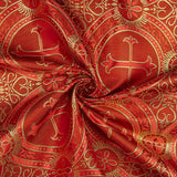 Liturgisches Kreuz aus rotem Brokat und goldenem Medaillon - Ribes y Casals