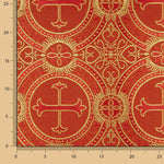 Liturgisches Kreuz aus rotem Brokat und goldenem Medaillon - Ribes y Casals