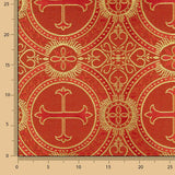 Liturgisches Kreuz aus rotem Brokat und goldenem Medaillon - Ribes y Casals