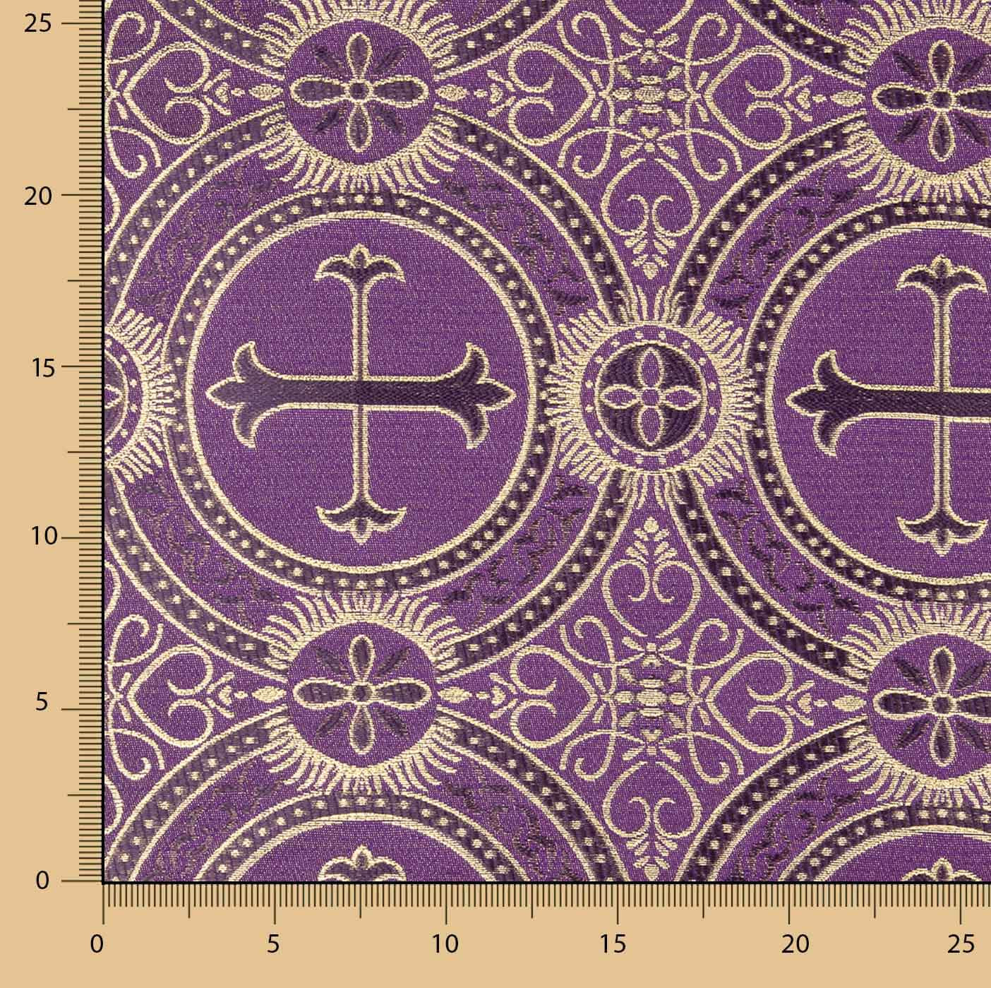 Liturgisches Brokat-Zierkreuz Lila und Gold - Ribes y Casals